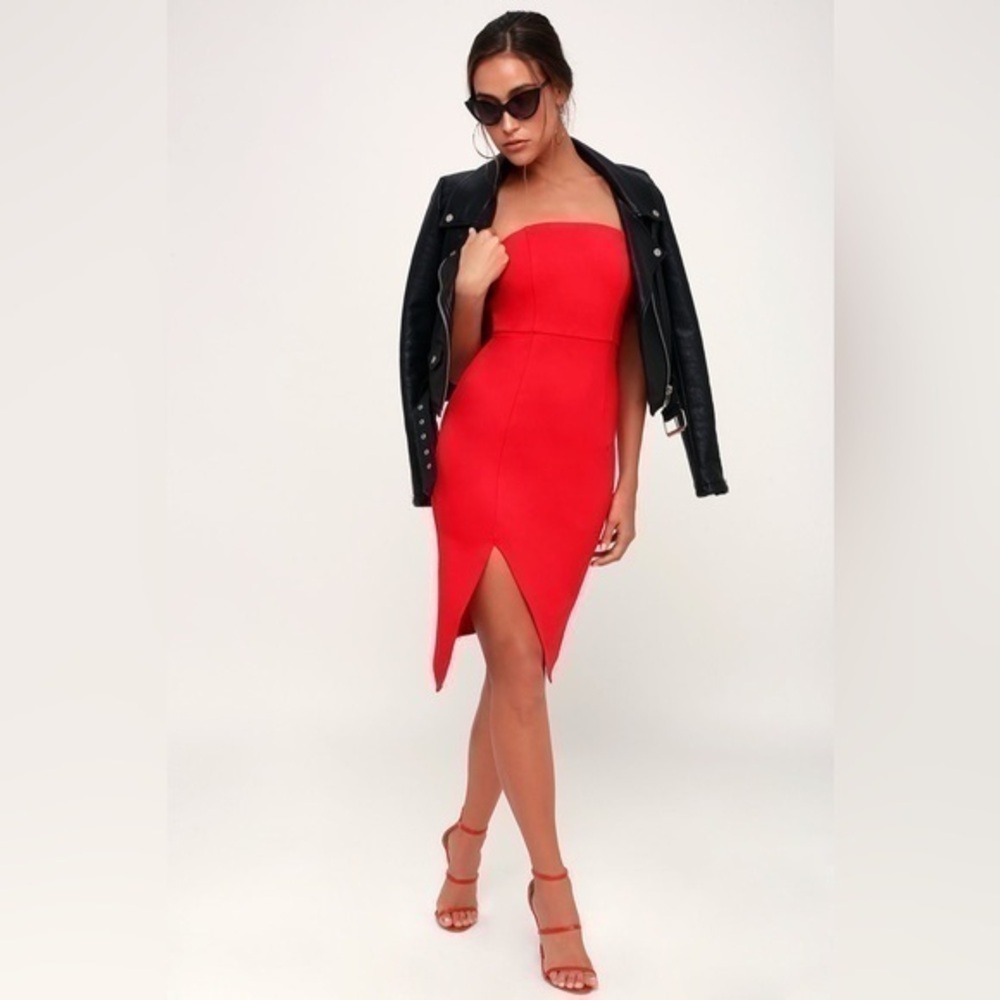 Lulu’s Jazzie Red Strapless Bodycon Dress Large L X19
